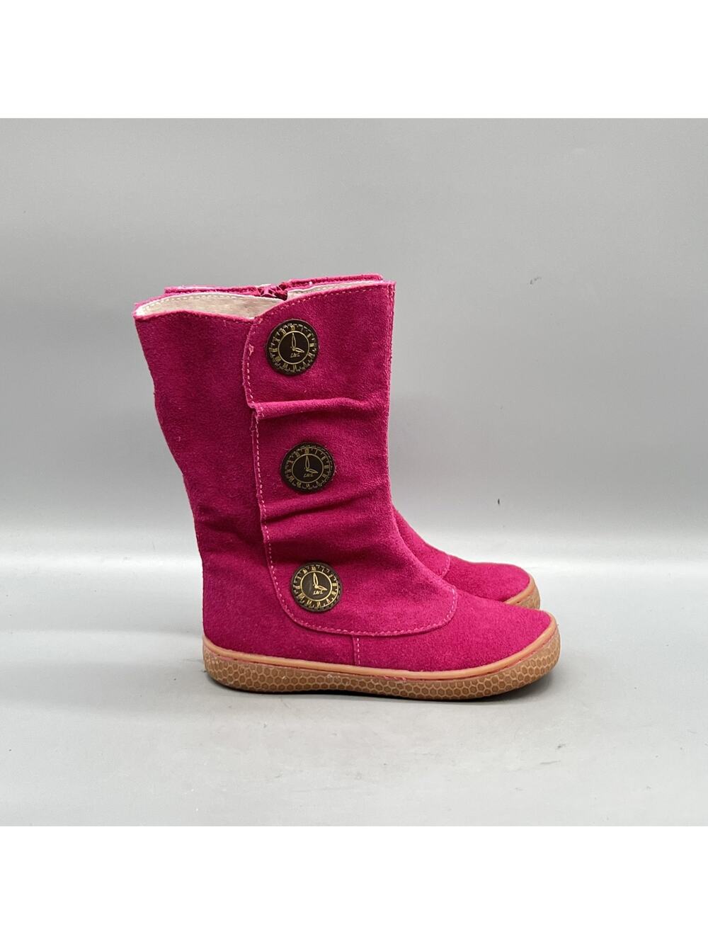 Livie & Luca Boots Kids Girls 8 Pink Suede Faux Fur Lined Side Zip Winter Shoes